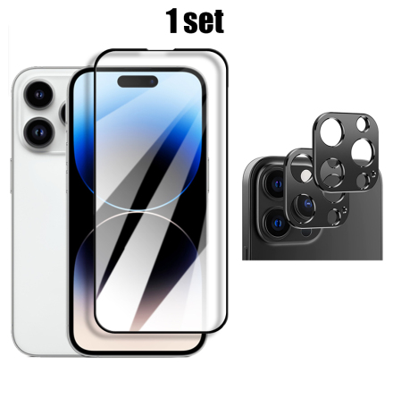 2-PACK iPhone 14 Pro Max - 2.5D Skrmskydd + Kameralinsskydd