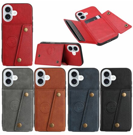 iPhone 17 PU-Lder Skal med Stllfunktion och 4 Kortfack