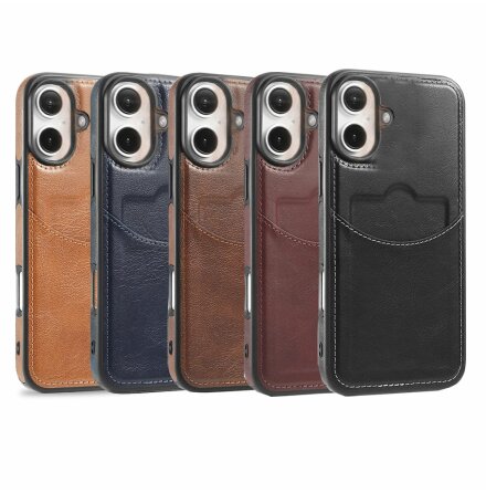 iPhone 16 - Elegant Leman skydd med kortfack