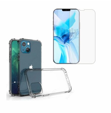 iPhone 14 - 1 Set St�td�mpande Silikonskal med Sk�rmskydd