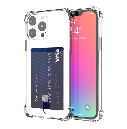 iPhone 16 Pro - St�td�mpande Silikonskal med Airbagfunktion och Kortfack